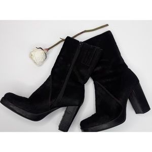 Vintage MIA  Black Pony Calf Hair Platform Boots